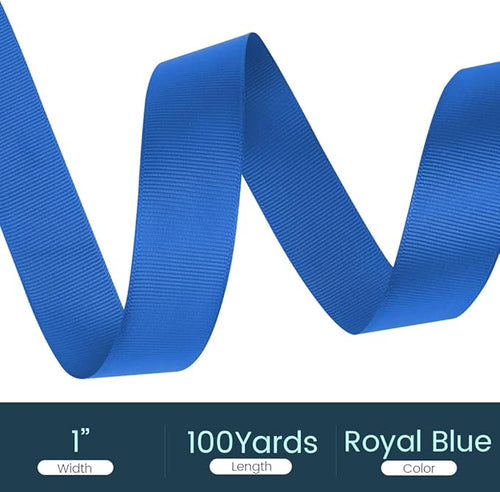 1" X 100 Yards Royal Blue Grosgrain Ribbon, Premium Grosgrain Ribbon - Image 2