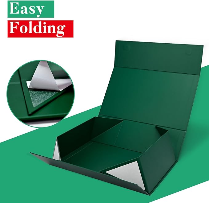 LIFELUM Gift Boxes with Lids 2 Pack 13.85 x 8.35 x 4.45 inch Green Christmas - Image 2