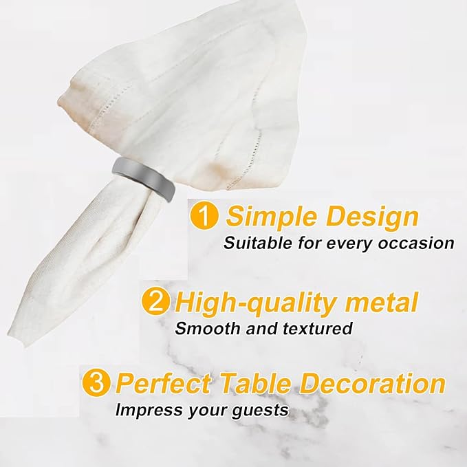 Grey Napkin Rings-10 Pcs Stainless Steel Napkin Rings, Metal Napkin Ring - Image 6