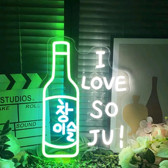 I Love Soju Neon Sign Custom Neon Sign Korean Led Light Korean Bar Restuarant - Image 2