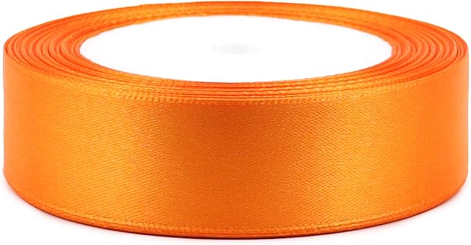 Orange Solid Satin Ribbon 1 Inch 25 Yards Solid Polyester Fabric Ribbon - Image 3