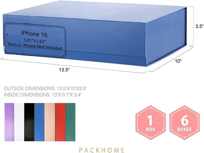 PACKHOME Large Gift Box 13.5x10x3.5 Inches, Sturdy Shirt Box - Image 2