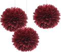 12" Burgundy Tissue Pom Poms DIY Hanging Paper Flower Balls by WEVEN
