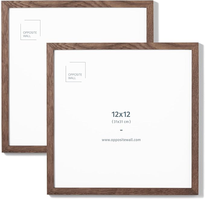 Opposite Wall - 12x12 in - Dark Solid Oak Wood Picture Frame - Lightweight by OppositeWall