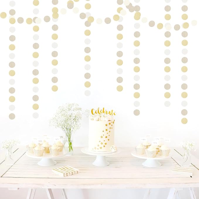Champagne Gold White Party-Decorations Streamers - 52Ft Hanging Birthday Paper - Image 7