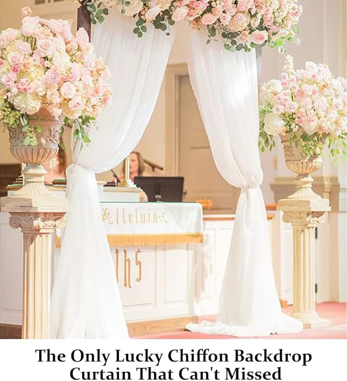 DUOBAO Chiffon Backdrop Curtain-2 Panels 29"x108" Wedding Backdrop Drapes - Image 2