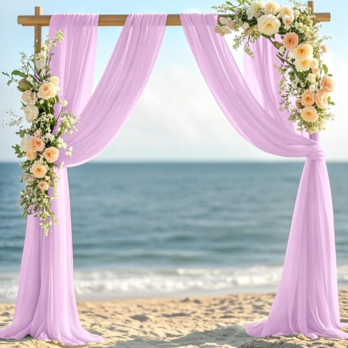 Lilac Elegant Arch Draping Fabric Outdoor 1 Panel 29" × 20Ft Sheer Chiffon - Image 2