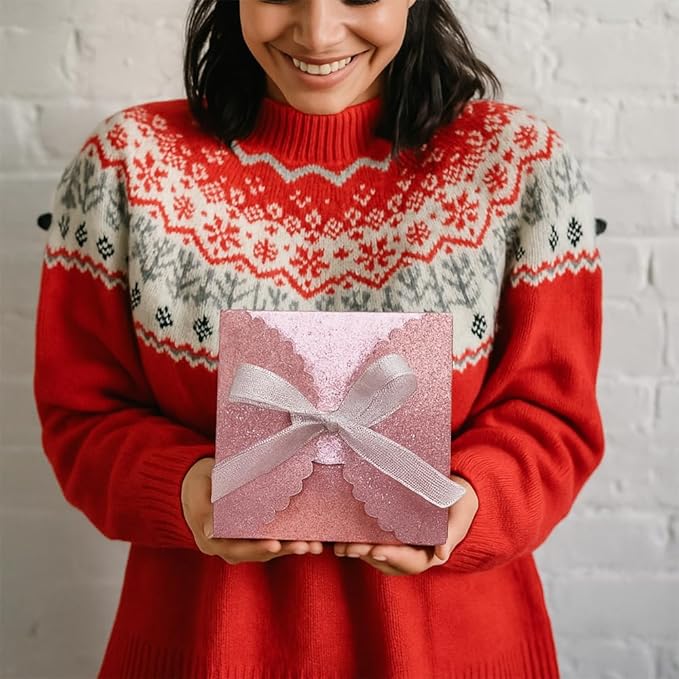 WEWILUCK Pink Glitter Gift Boxes – Foldable Paper Boxes - Image 5