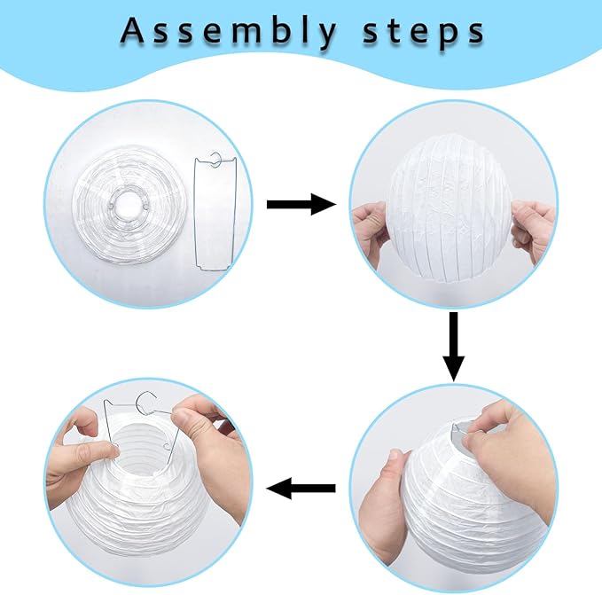12Pcs Round Paper Lanterns Assorted Sizes - Image 3