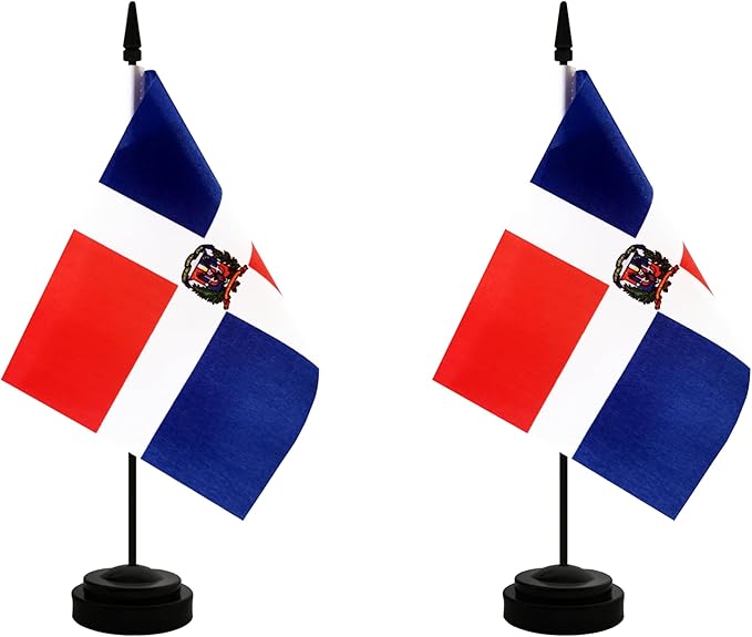 2 Pack Dominican Republic Desk Flag, 5.5x8.2 Inches, Double Sided, Home Office by Unknown