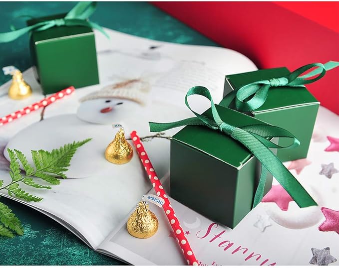 AWELL Dark Green Gift Candy Box Bulk 2x2x2 inches - Image 2