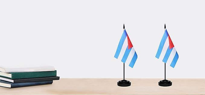 Cuba Cuban Deluxe Desk Flag Set, Small Mini Miniature Cuba Cuban Table Desktop - Image 6