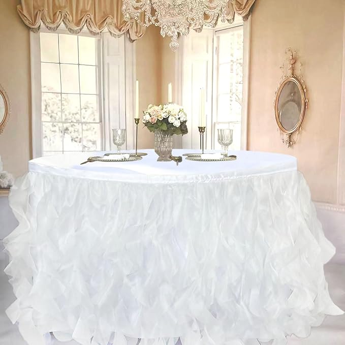 Luxury Organza Mesh Table Skirt Draping Floating Romance - Image 3