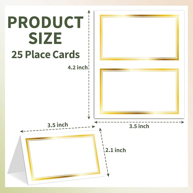 25 Premium Place Cards for Table Seating, Wedding Name Place Card - Image 2