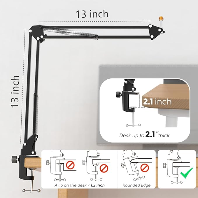 Microphone Arm Stand, FIFINE Suspension Boom Scissor Mic Stand - Image 6