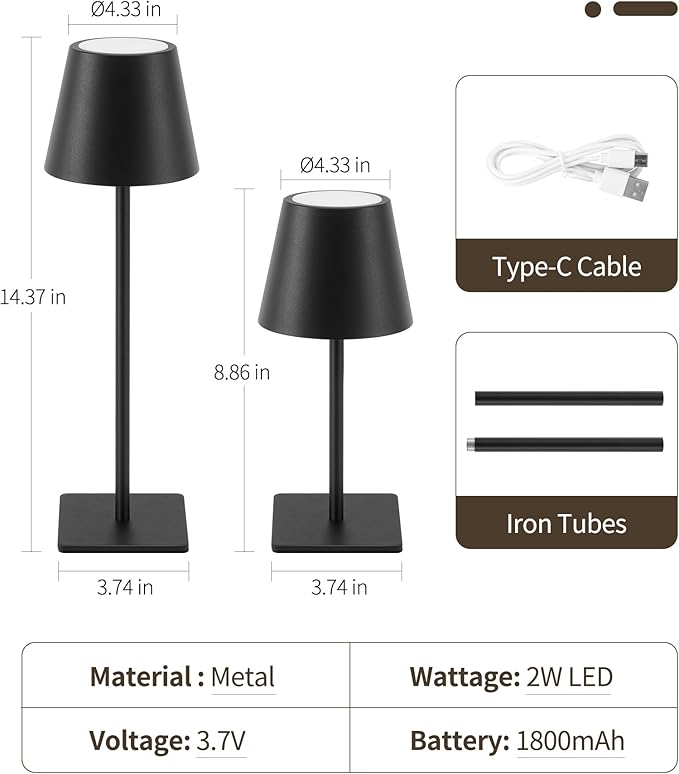 UME Cordless Table Lamp, Battery Operated Lamp - Image 6