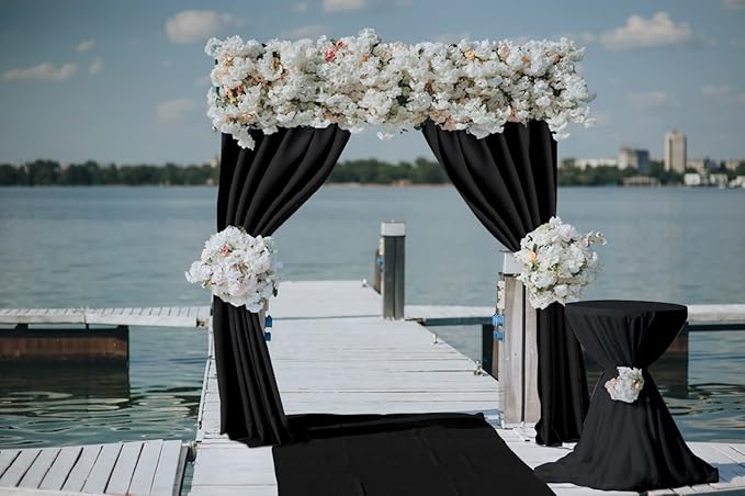 Joydeco Black Backdrop Curtain for Parties, Wrinkle Free Black Backdrop Drapes - Image 2