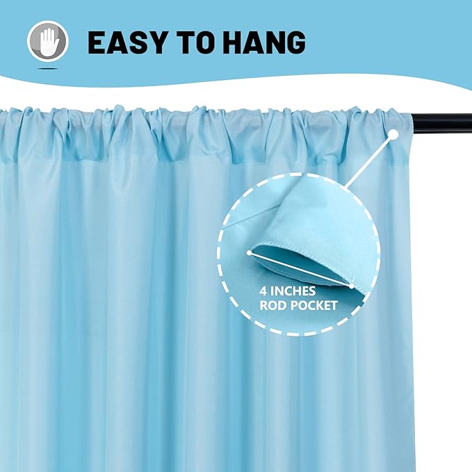 MYSKY HOME 20ft x 10ft Light Blue Backdrop Curtains - Image 4