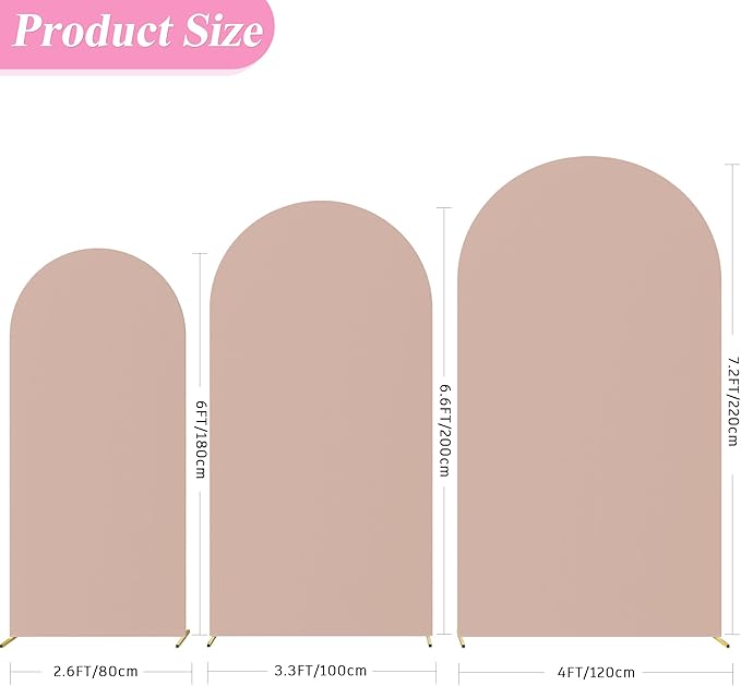 Fomcet Wedding Arch Cover 7.2FT, 6FT Nude Spandex Fitted Fabric Arch Backdrop - Image 2