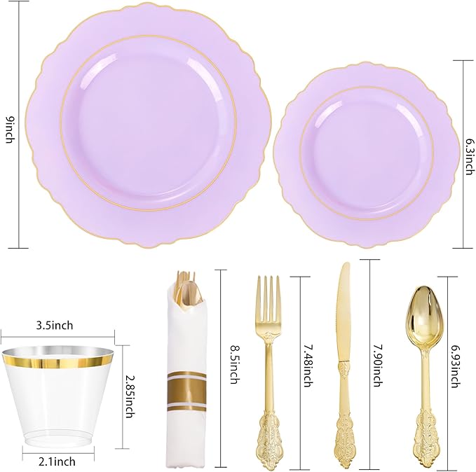 Liacere 350PCS Purple Plastic Plates - Image 8