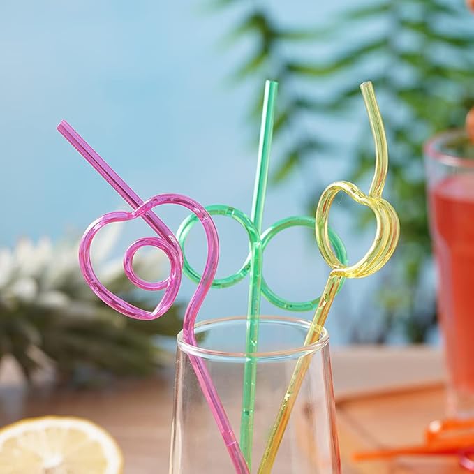 24 Pcs Silly Crazy Straws for Kids Reusable Plastic Loop Curly Crazy Drinking - Image 3