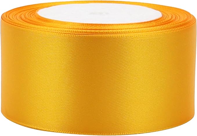 Yellow Solid Satin Ribbon 2 Inch 25 Yards Solid Polyester Fabric Ribbon - Image 6