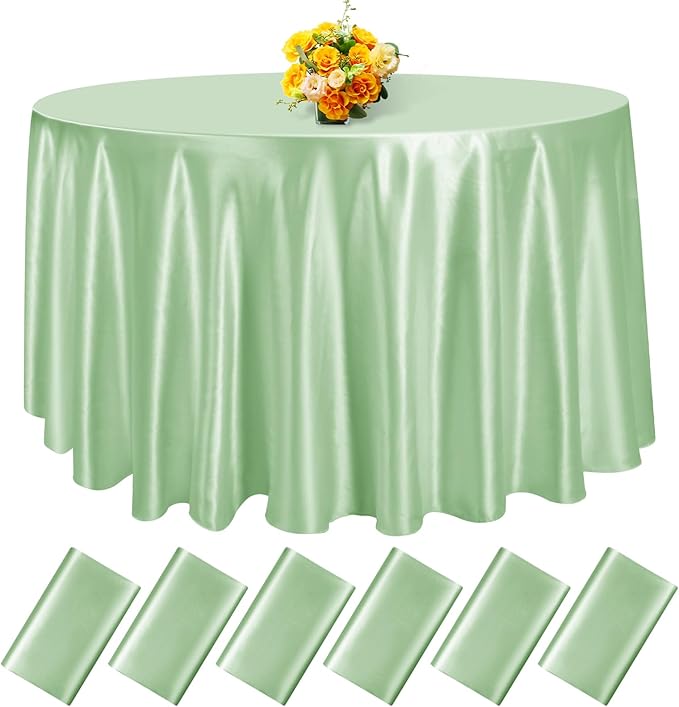 fani 6 Pack 120 Inch Sage Green Satin Tablecloth by fani