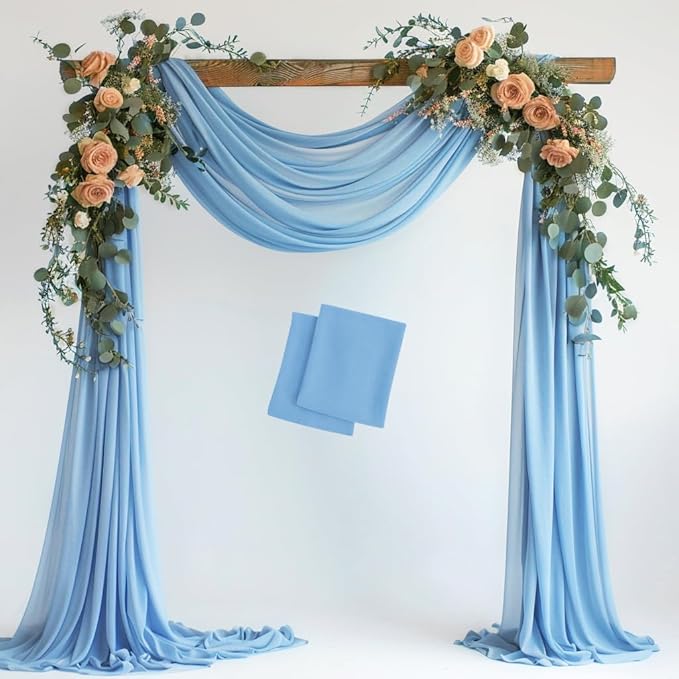Wokceer Wedding Arch Draping Fabric 2 Panels 28.7" x 20FT Dusty Blue Drapes by Wokceer