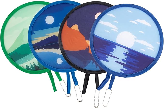 4 Styles Landscape Round Foldable Hand Fan Japanese Foldable Fan Style Handheld by JYSILIYH
