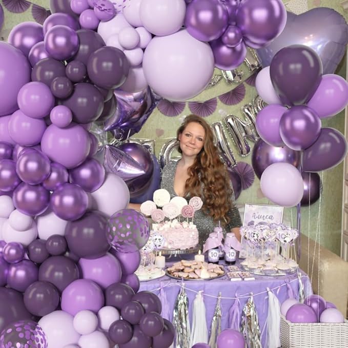 Amandir 153pcs Purple Balloon Garland Arch Kit, Different Sizes 18 12 10 5 inch - Image 4