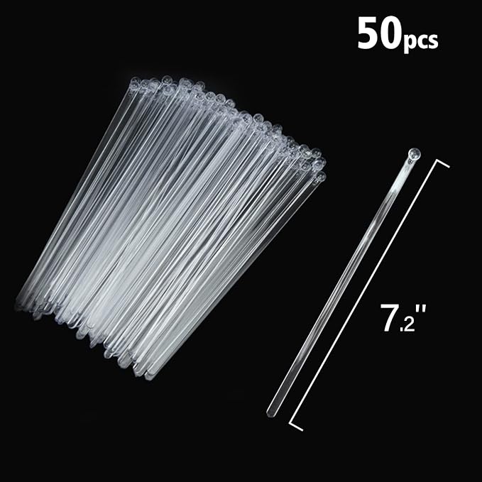 50-PCS Clear Plastic Swizzle Sticks, Crystal Cake Pops, Cocktail Coffee Drink - Image 6