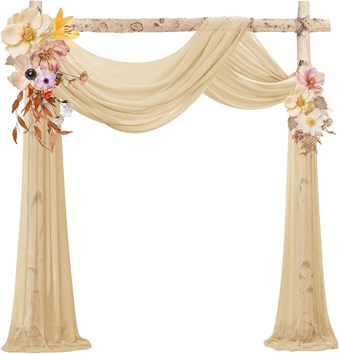 VOK Wedding Arch Draping Fabric Chiffon Fabric, 29in x 18Ft 2 Panels Sheer by VOK