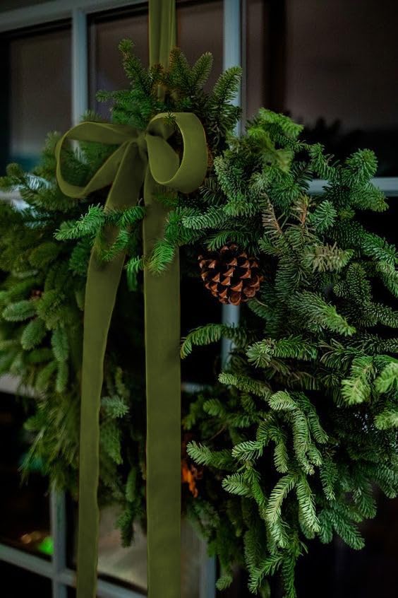 Olive Green Velvet Ribbon 1.5'' 25 Yards - Image 5