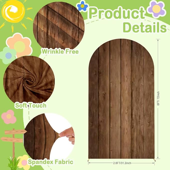 Wood Arch Cover 6ft Arch-Backdrop-Cover Jungle Theme Arched Stand Covers Wooden - Image 4