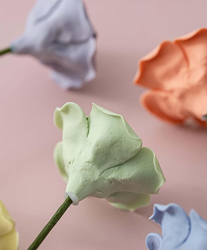 9 pcs Handmade Ceramic Roses, Featuring Vibrant Colors and Intricate Petal - Image 4