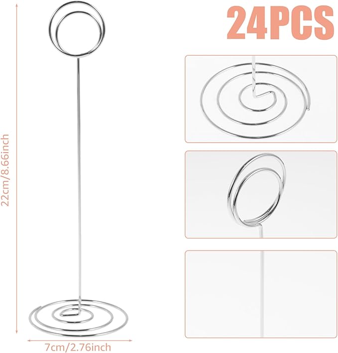 24 Pcs Table Number Holder 8.66inch Tall Metal Iron Place Card Holder - Image 2
