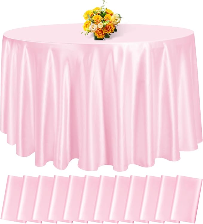 fani 12 Pack 120 Inch Light Pink Satin Tablecloth by fani