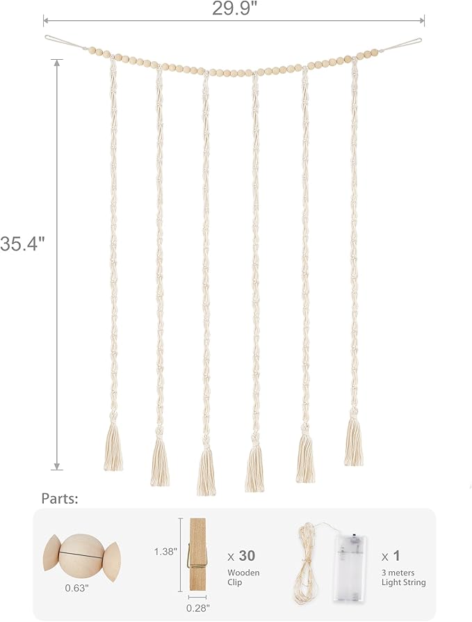 Mkono Macrame Hanging Photo Display Wall Decor - Image 7