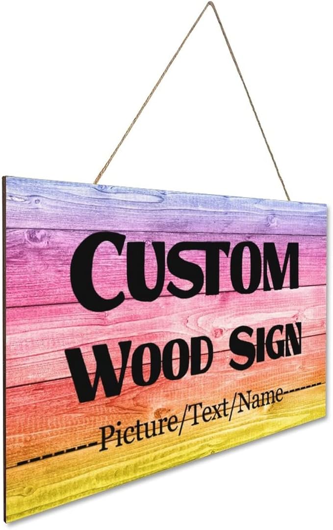 Custom Wood Sign With Hanging String, Personalized Wooden Name With Text Logo - Image 4