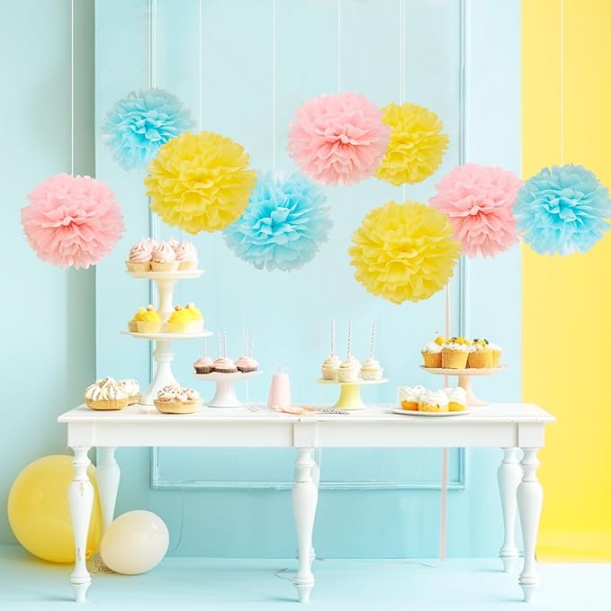 WEVEN Tissue Pom Poms Tissue Paper Flowers Tissue Fluff Balls Party Decorations - Image 3