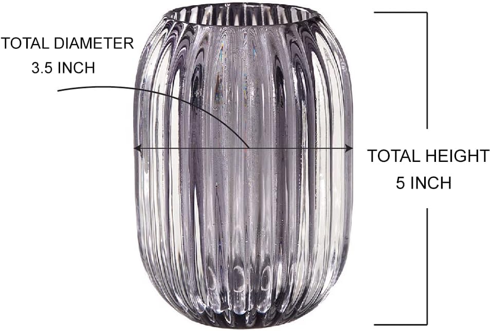 Serene Spaces Living Smoke Grey Optical Glass Votive Holder, Measures 5" Tall - Image 6