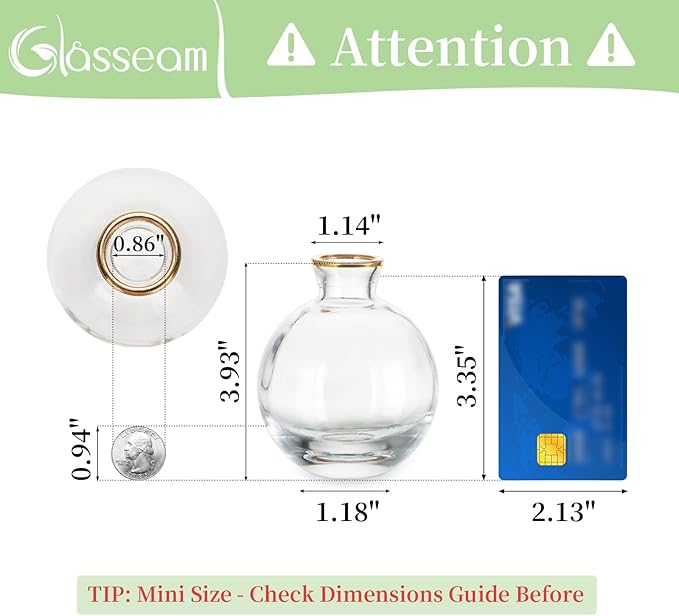 Bud Vases 3Pcs/Set Small Vases Handmade Cute Gold Rim Small Vases - Image 2