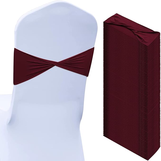 Kinlop 50 Pcs Spandex Chair Sashes Bows Chair Bands Slider Sashes by Kinlop