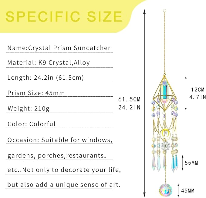 H&D HYALINE & DORA Crystal Prisms Suncatcher Window Hanging Pendant Glass - Image 6