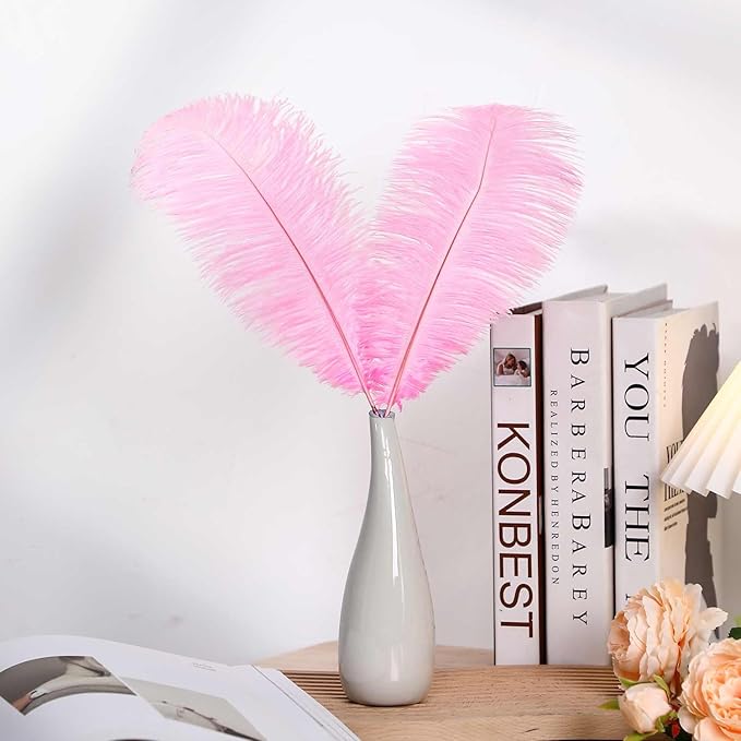 YAKRUNA 30PCS Light Pink Ostrich Feathers Bulk 12-14 Inches - Image 4