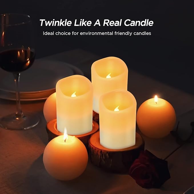 Hausware Flameless Candles Battery Operated Candles Set of 12 Real Wax Pillar - Image 9