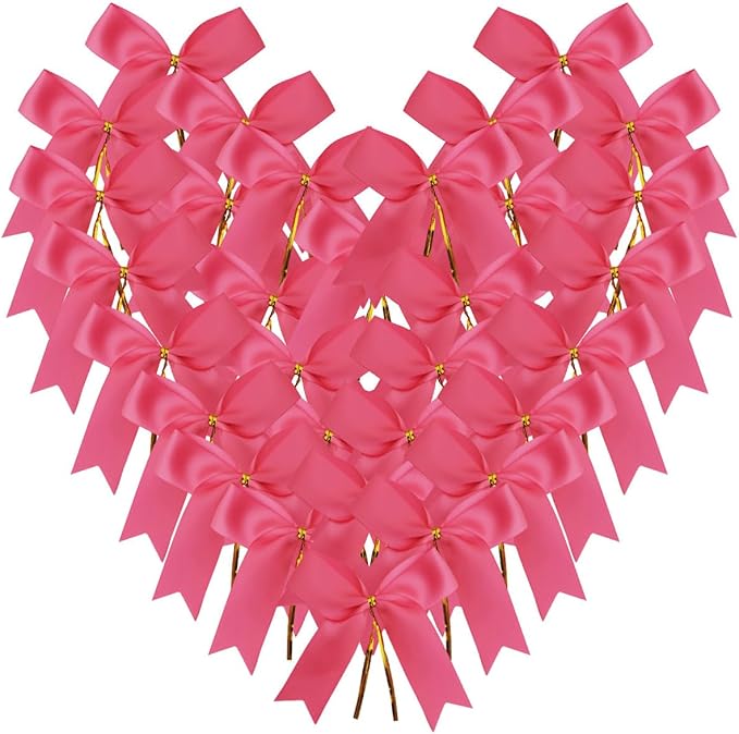50pcs 3-1/2" Hot Pink Satin Ribbon Bows by Micomon