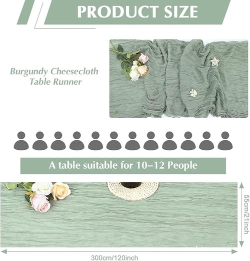 10 Pack Sage Green Cheesecloth Table Runner -21*120Inch Long Boho Wedding Table - Image 2