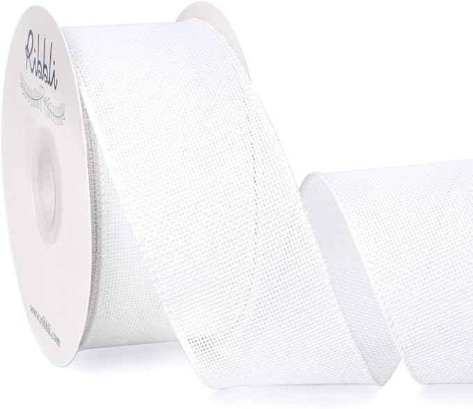 Ribbli White Burlap Wired Ribbon, 2-1/2” Inch x Continuous 20 Yard, Big Bows by Ribbli