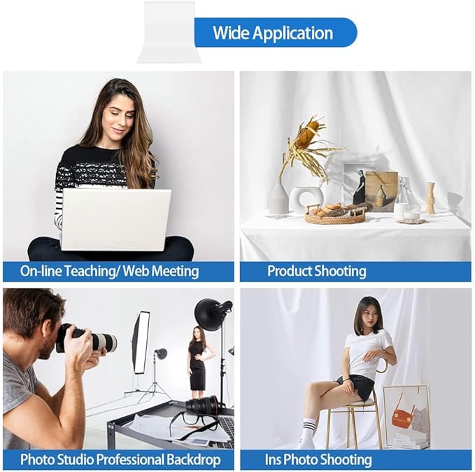 HEMMOTOP White Photography Backdrop, 10x8 ft White Photo Backdrops Background - Image 4